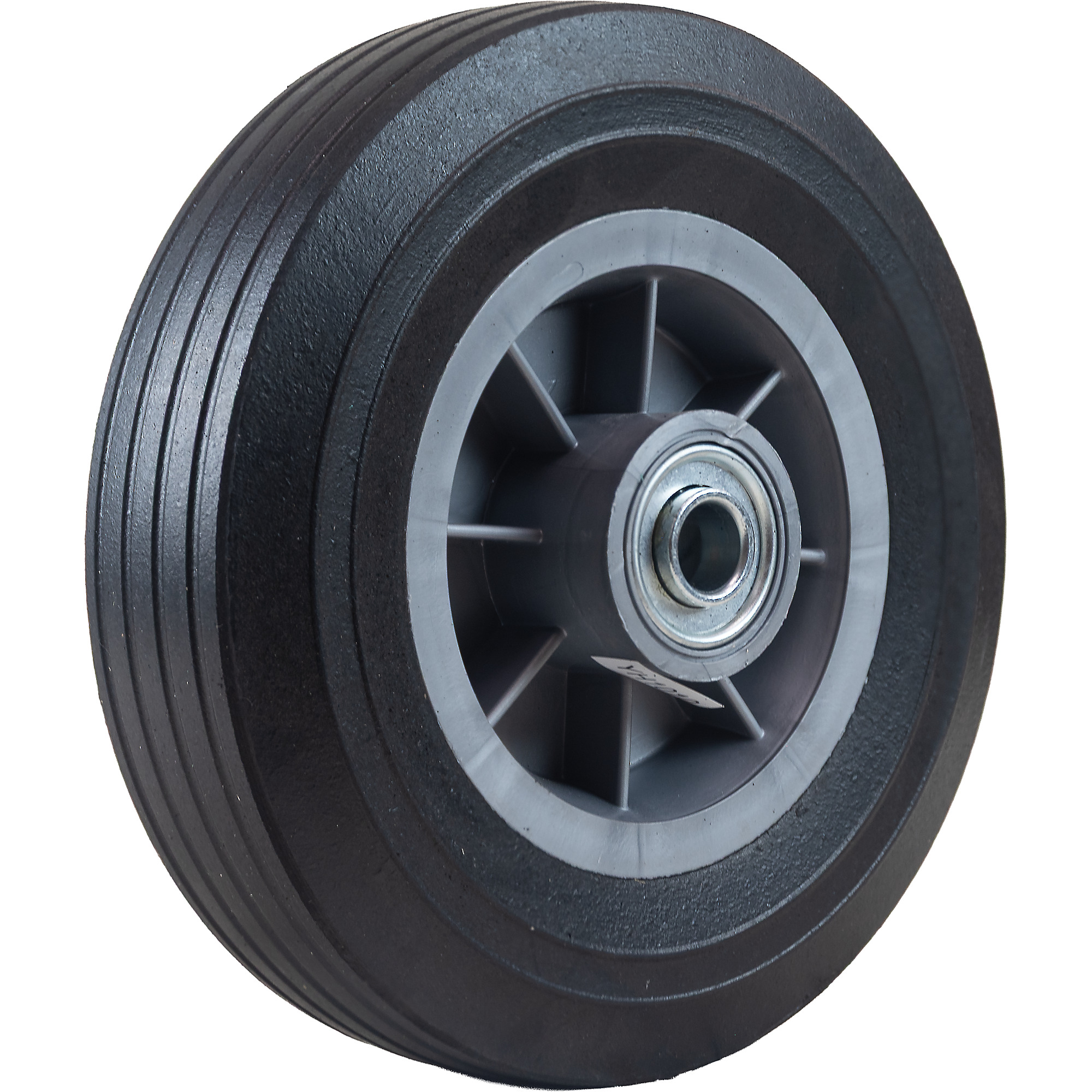 Hi-Run 8X2.5 Ribbed Solid Tire Plastic Hub Assembly (5/8" Offset) , YH1010